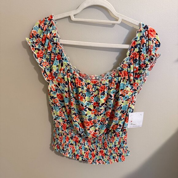 O'Neill Smocked off the Shoulder Floral Top - Picture 3 of 7